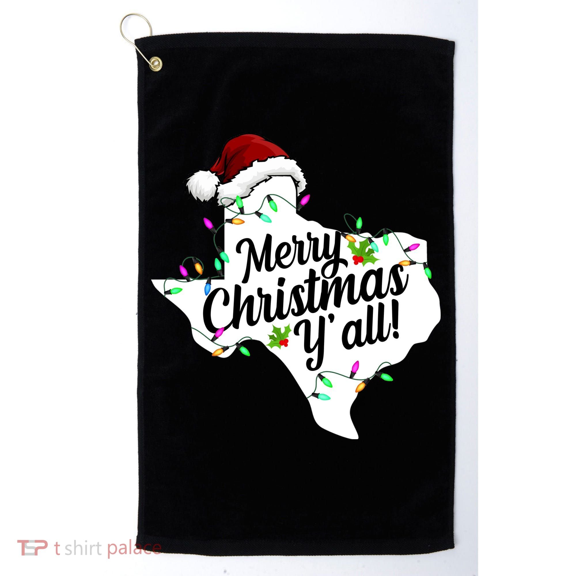 Merry Christmas Y'all Texas State Golf Towel