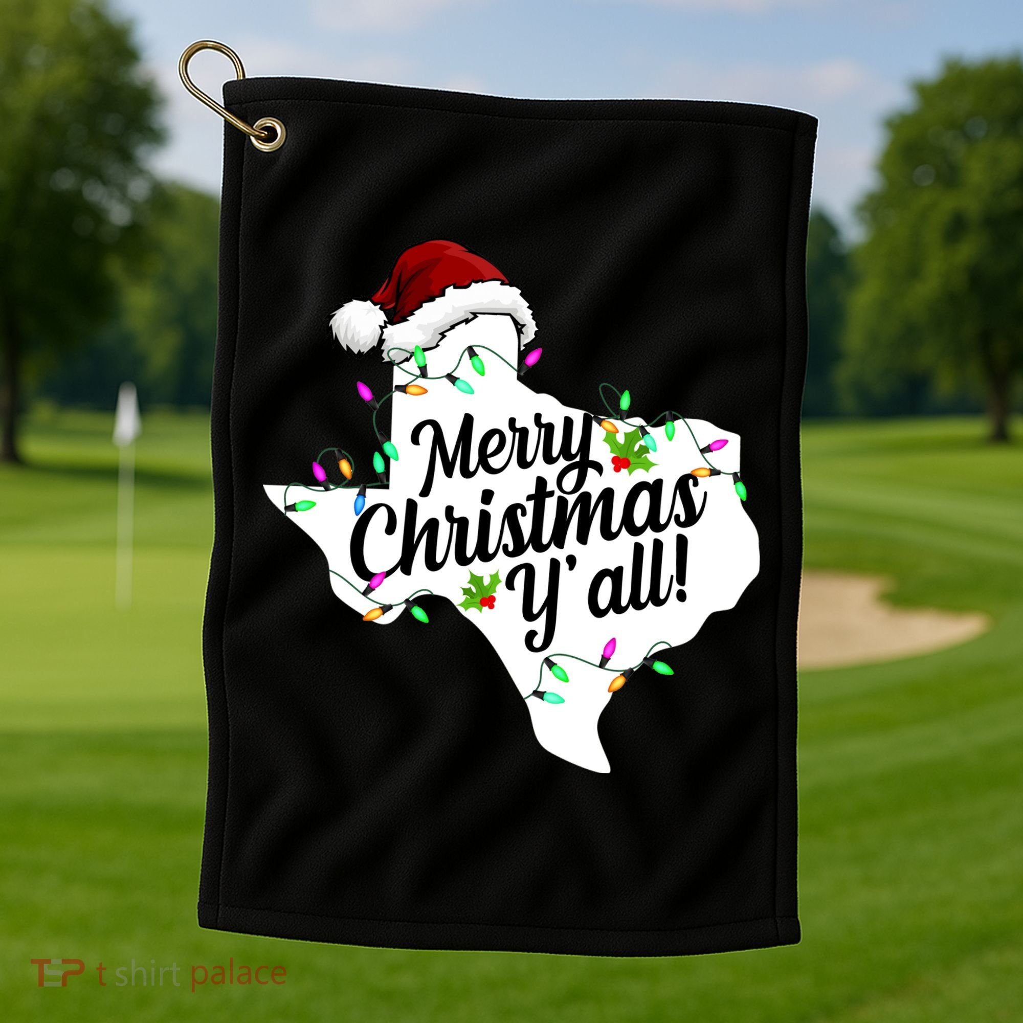 Merry Christmas Y'all Texas State Golf Towel