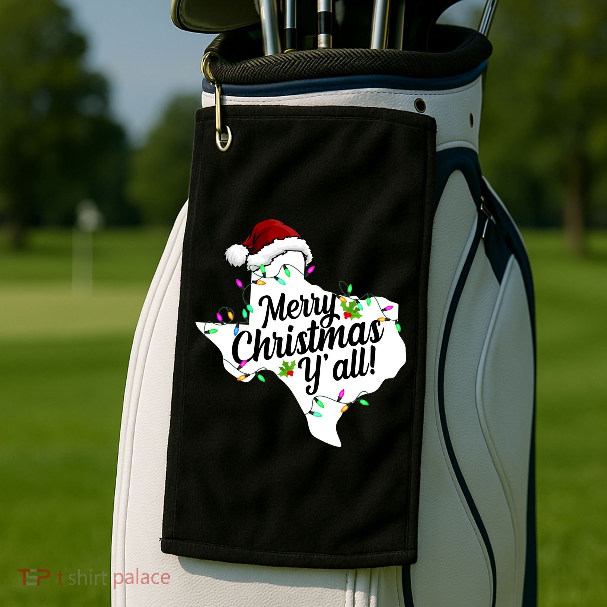 Merry Christmas Y'all Texas State Golf Towel