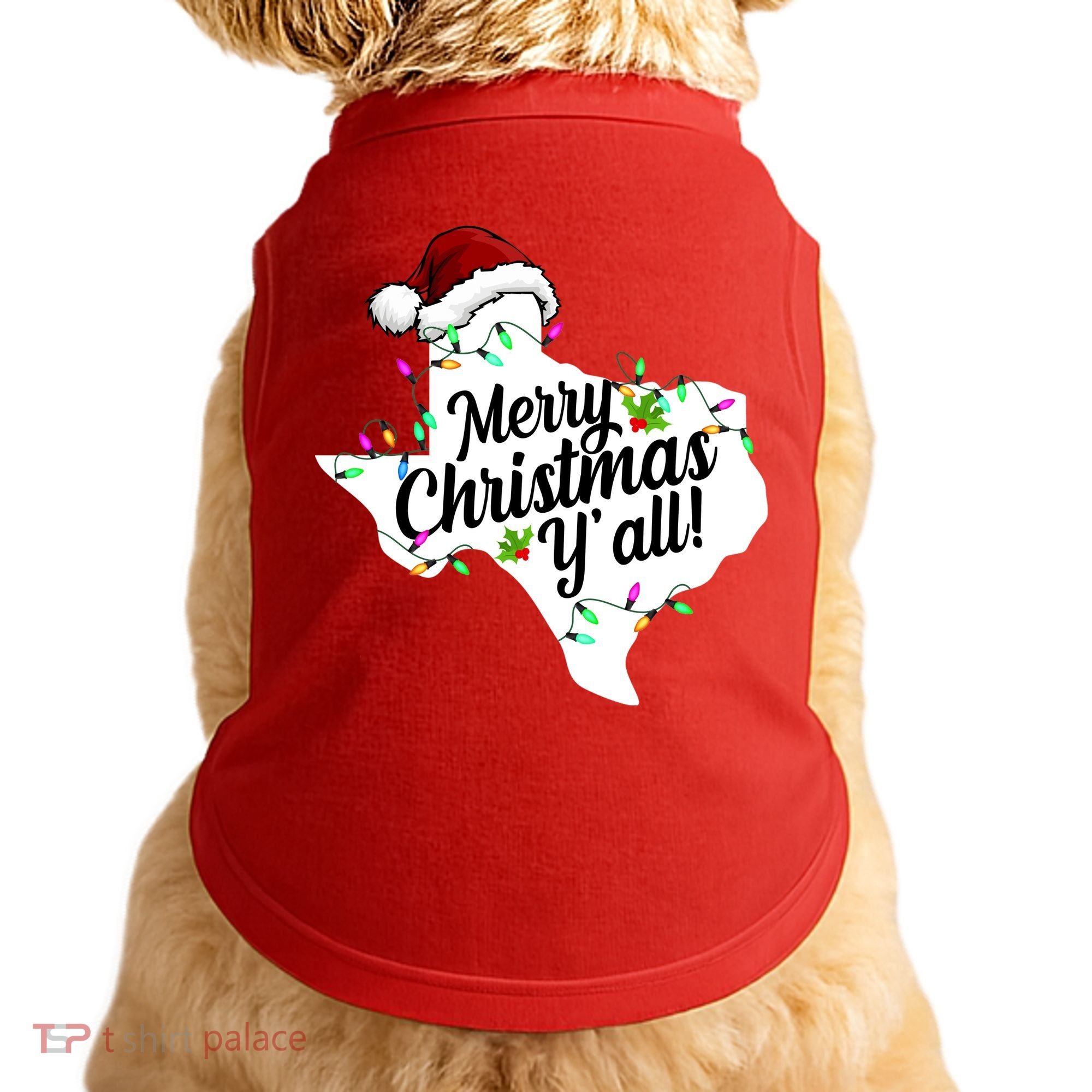 Merry Christmas Y'all Texas State Doggie Tank
