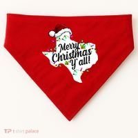 Merry Christmas Y'all Texas State USA-Made Doggie Bandana thumb 0