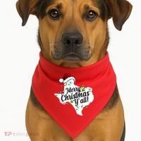 Merry Christmas Y'all Texas State USA-Made Doggie Bandana thumb 1