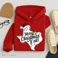 Merry Christmas Y'all Texas State Hoodie thumb 4