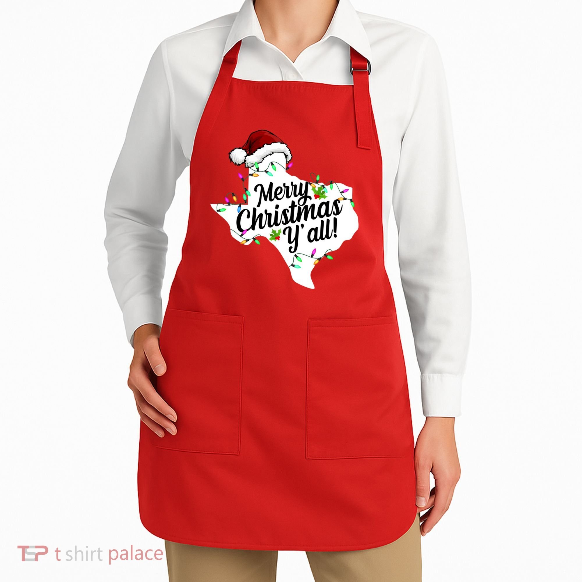 Merry Christmas Y'all Texas State Apron