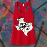 Merry Christmas Y'all Texas State Women's Tank Top thumb 3