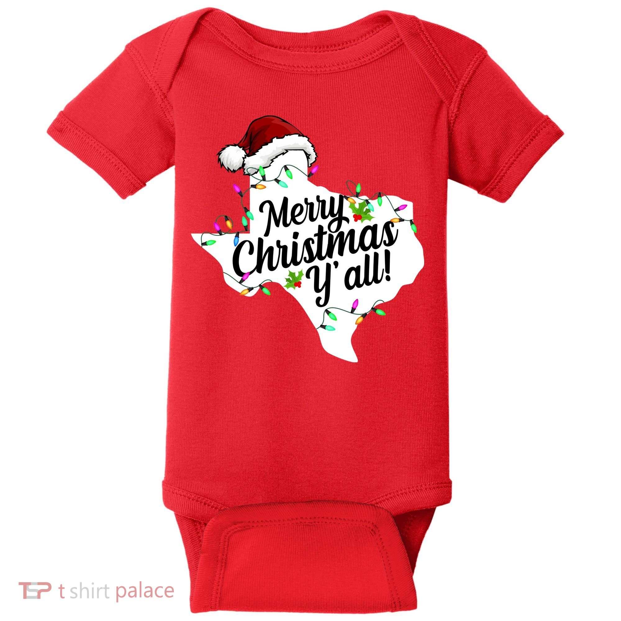 Merry Christmas Y'all Texas State Baby Bodysuit