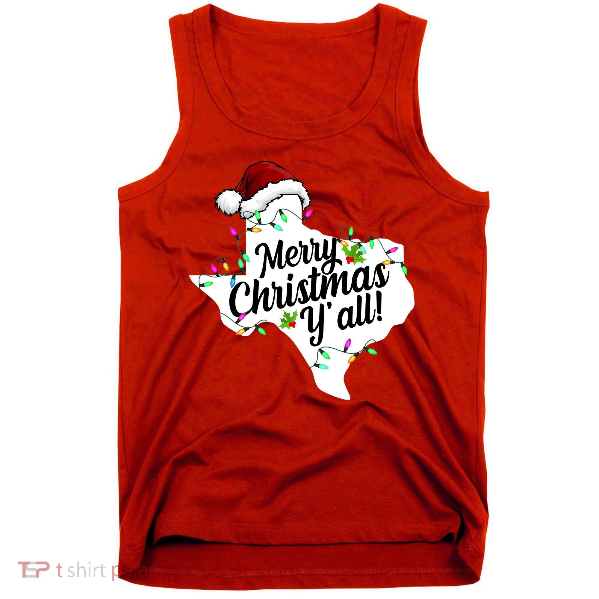 Merry Christmas Y'all Texas State Tank Top
