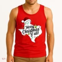 Merry Christmas Y'all Texas State Tank Top thumb 3