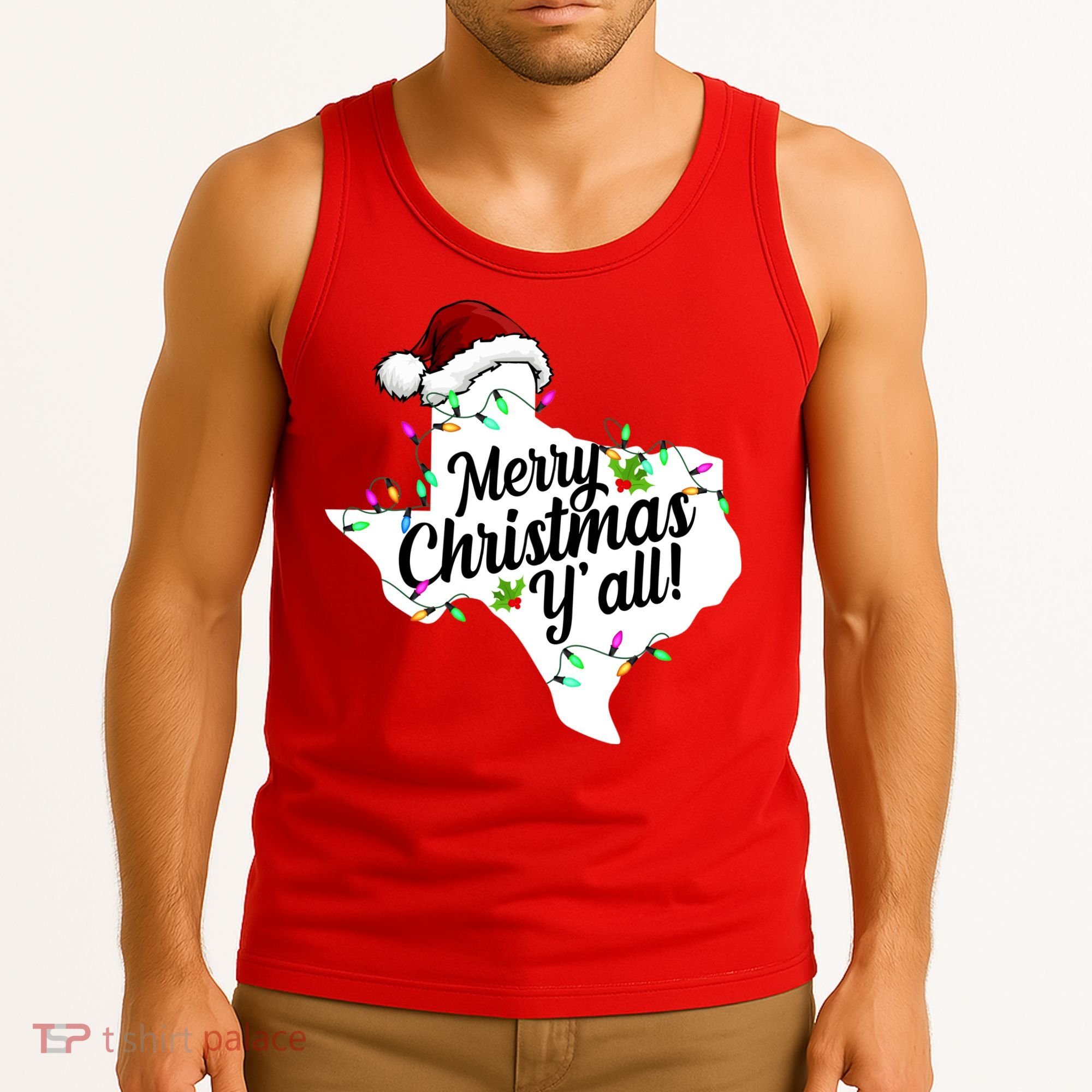 Merry Christmas Y'all Texas State Tank Top