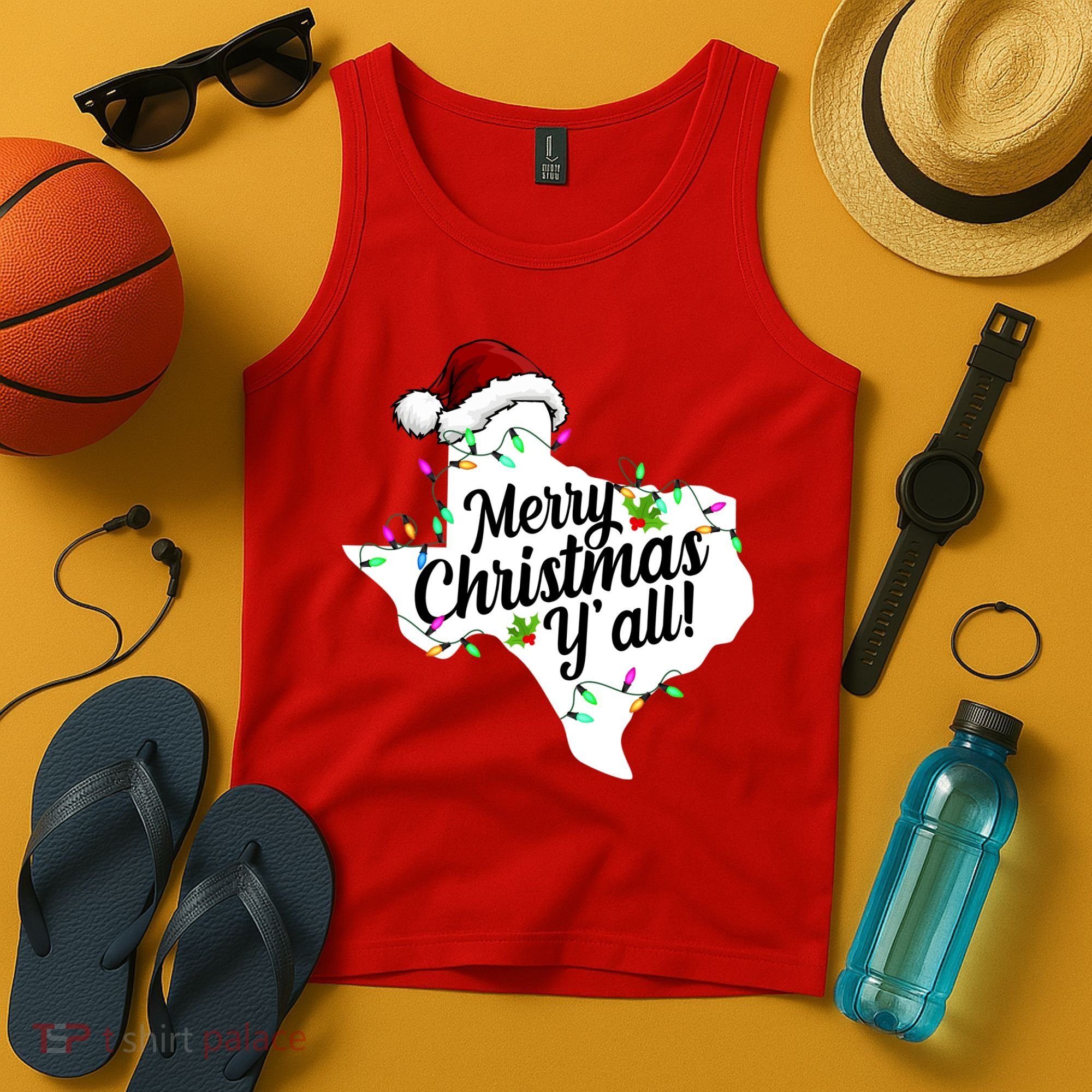 Merry Christmas Y'all Texas State Tank Top