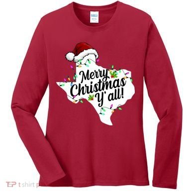 Merry Christmas Y'all Texas State Women's Long Sleeve Shirt
