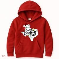 Merry Christmas Y'all Texas State Kids Hoodie thumb 0