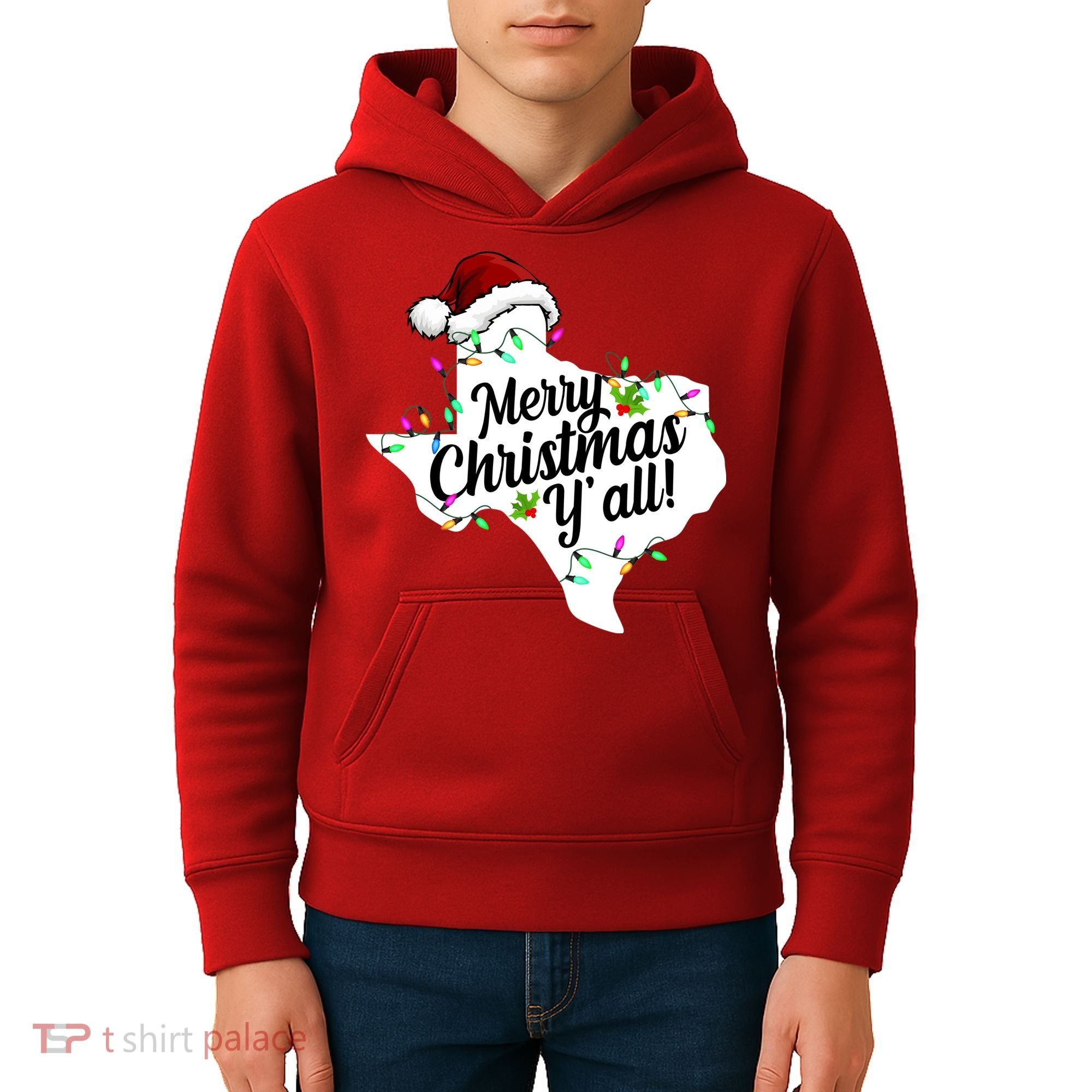 Merry Christmas Y'all Texas State Kids Hoodie