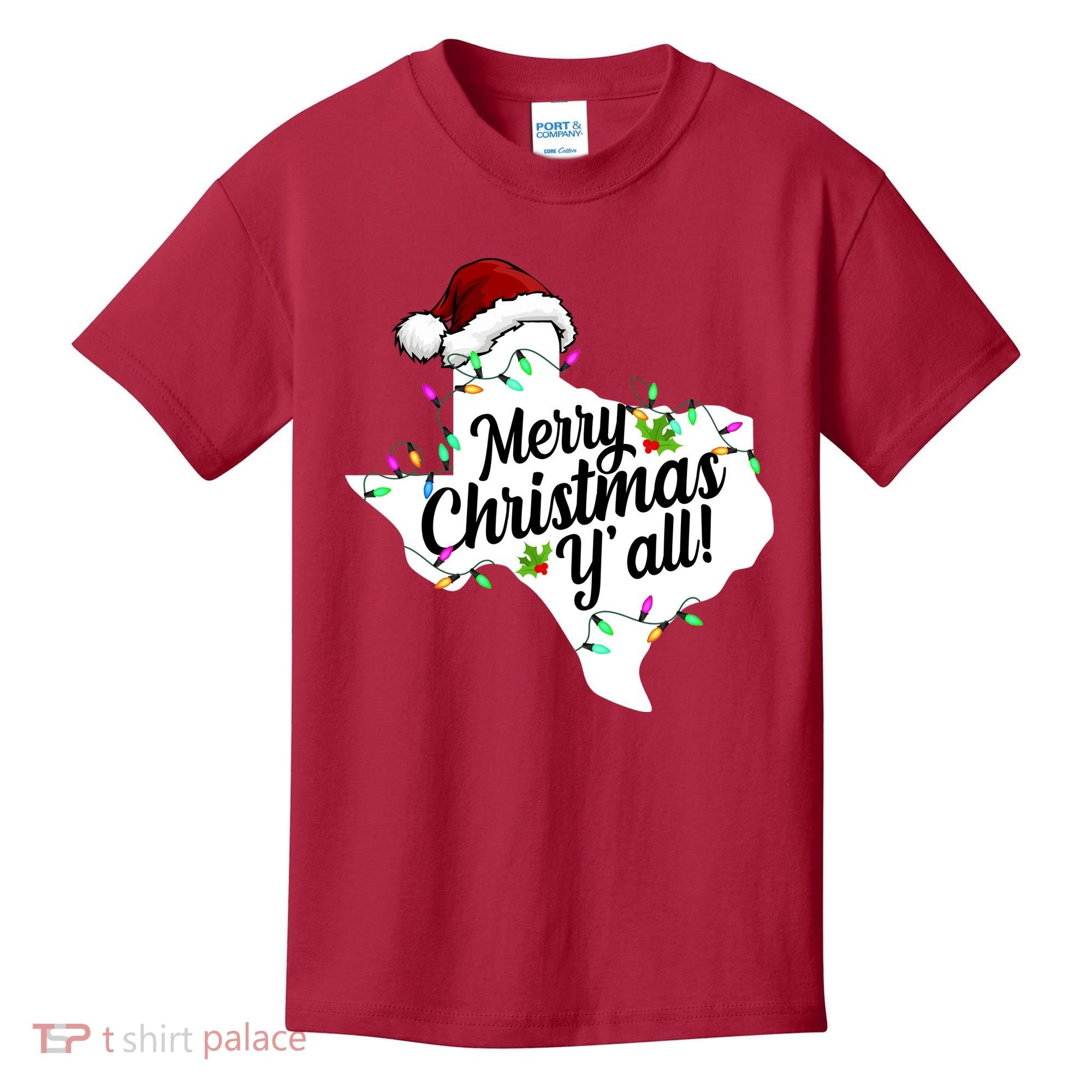 Merry Christmas Y'all Texas State Kids T-Shirt