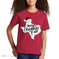 Merry Christmas Y'all Texas State Kids T-Shirt thumb 2