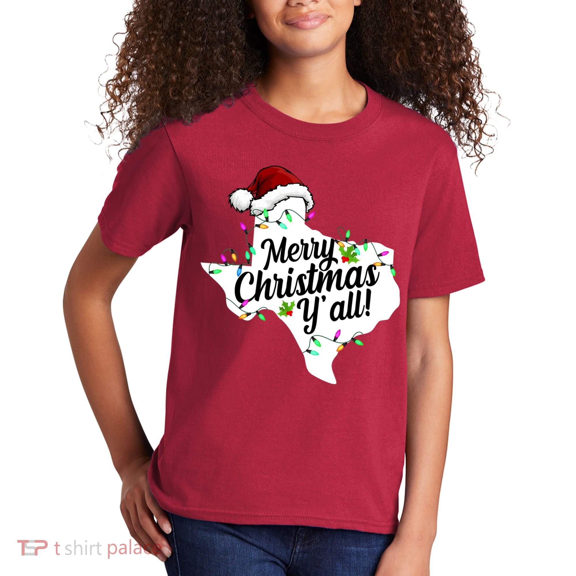 Merry Christmas Y'all Texas State Kids T-Shirt