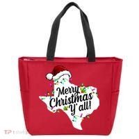Merry Christmas Y'all Texas State Tote Bag thumb 0