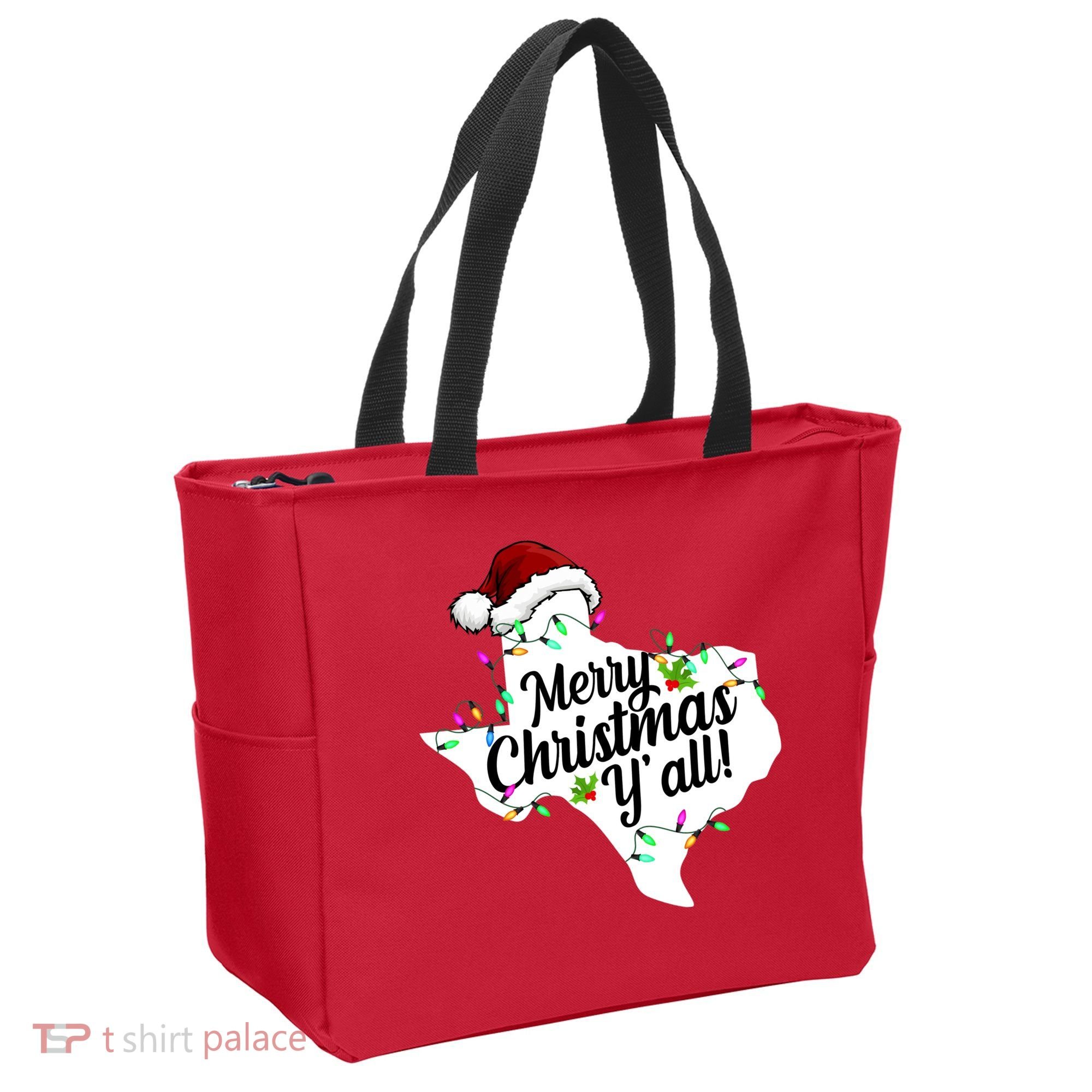 Merry Christmas Y'all Texas State Tote Bag