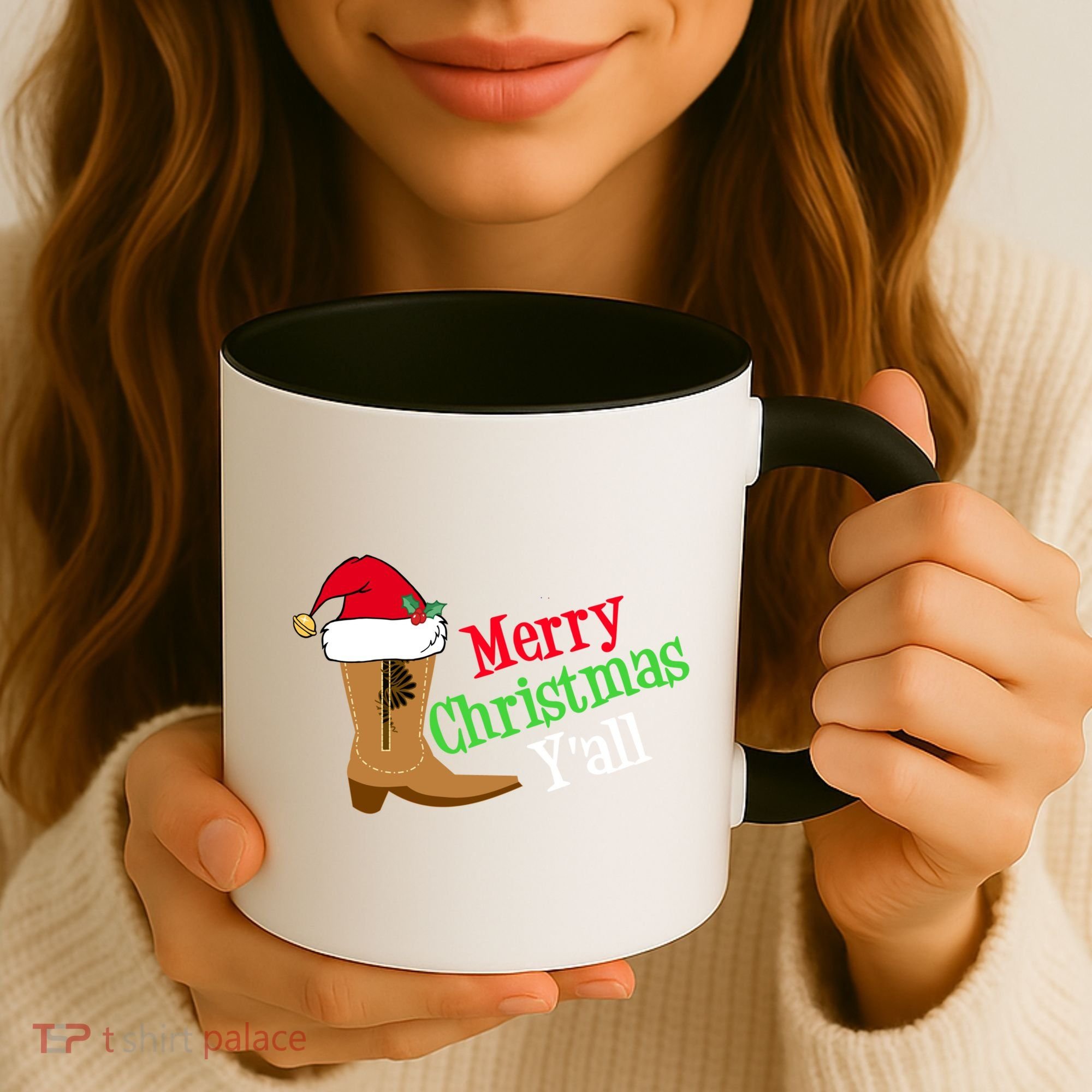 Merry Christmas YAll Funny Texas Cow Holiday Gift Coffee Mug