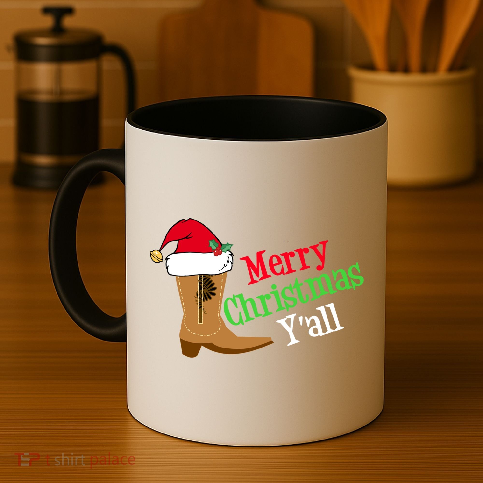 Merry Christmas YAll Funny Texas Cow Holiday Gift Coffee Mug