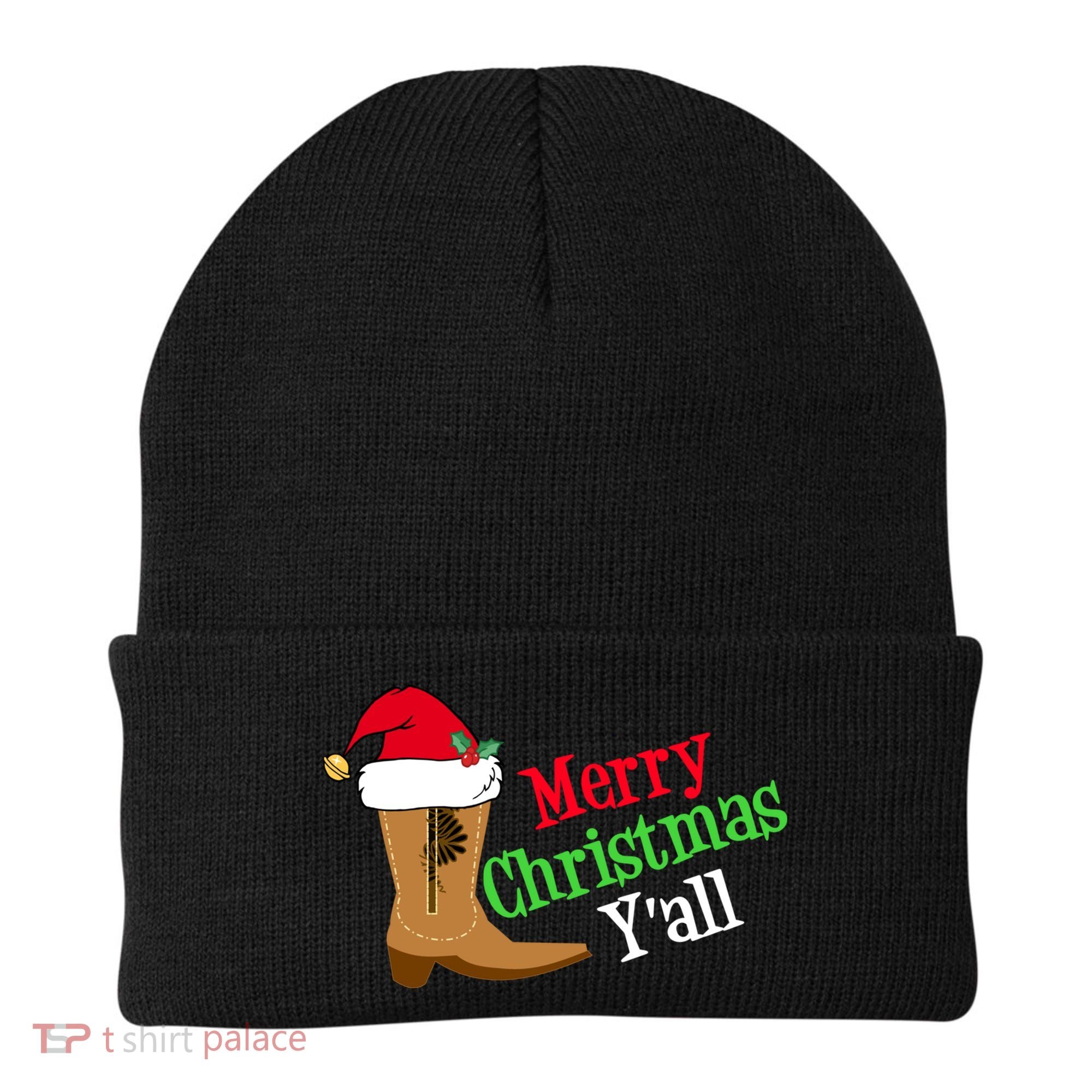 Merry Christmas YAll Funny Texas Cow Holiday Gift Beanie