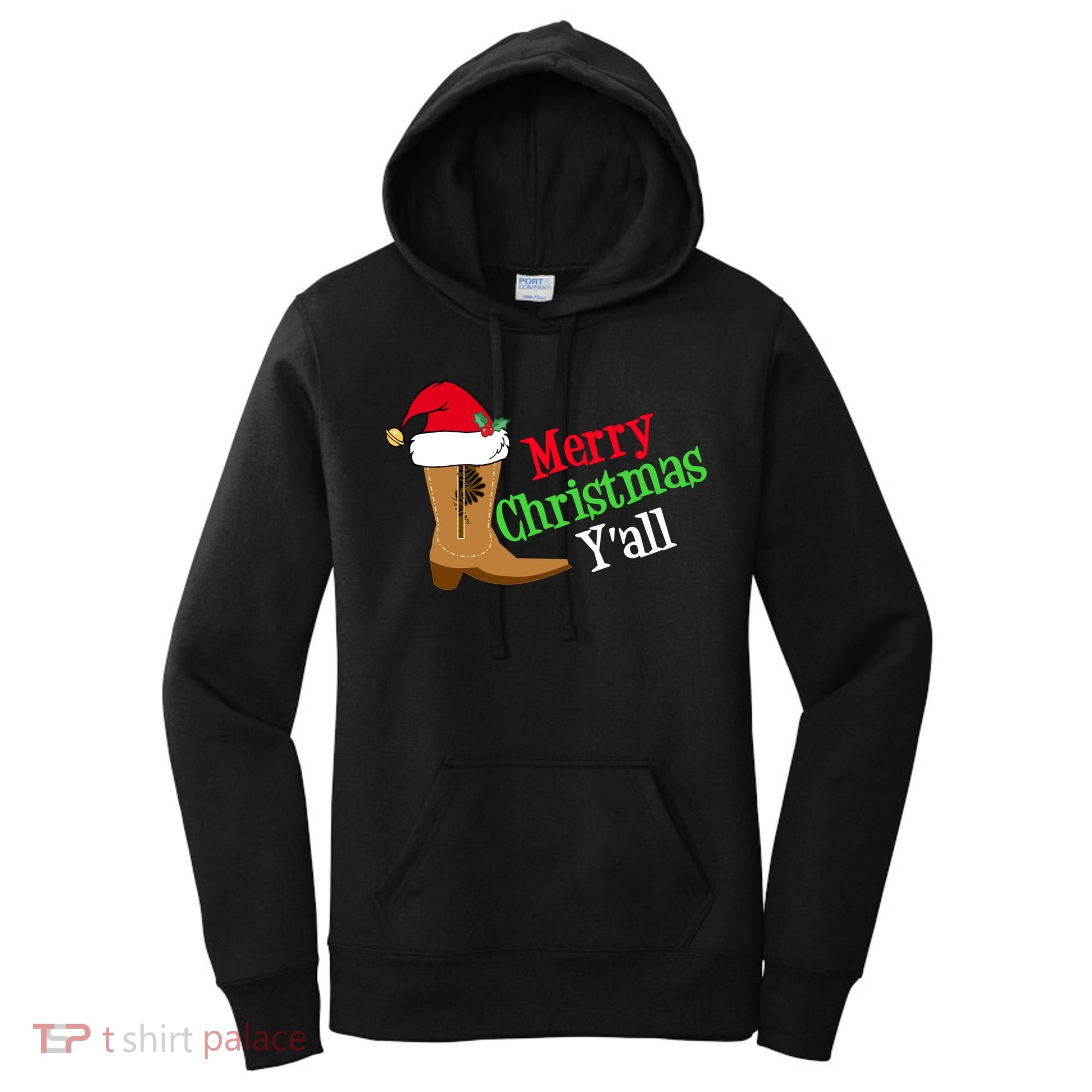 Merry Christmas YAll Funny Texas Cow Holiday Gift Women's Hoodie