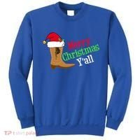 Merry Christmas YAll Funny Texas Cow Holiday Gift Sweatshirt thumb 0
