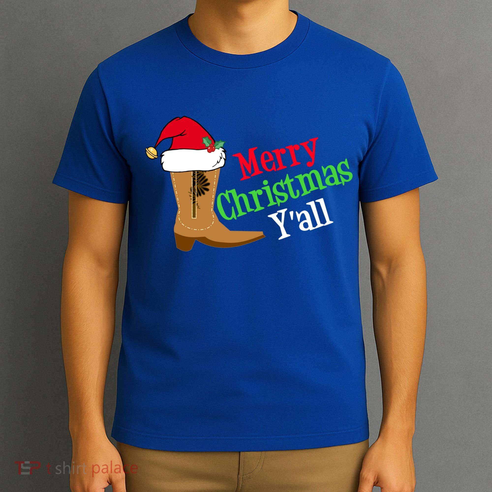 Merry Christmas YAll Funny Texas Cow Holiday Gift T-Shirt