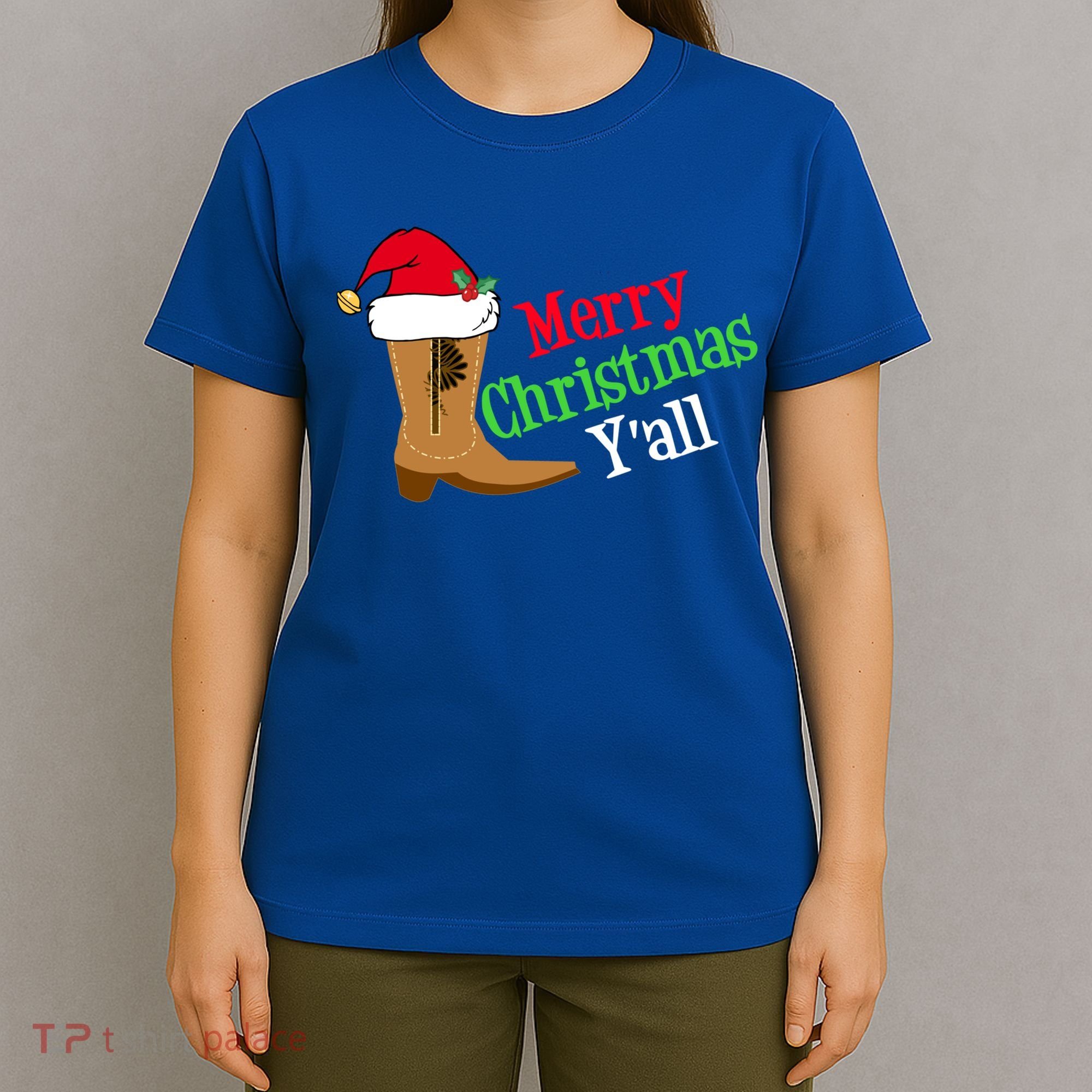 Merry Christmas YAll Funny Texas Cow Holiday Gift T-Shirt