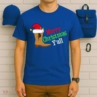 Merry Christmas YAll Funny Texas Cow Holiday Gift T-Shirt thumb 6