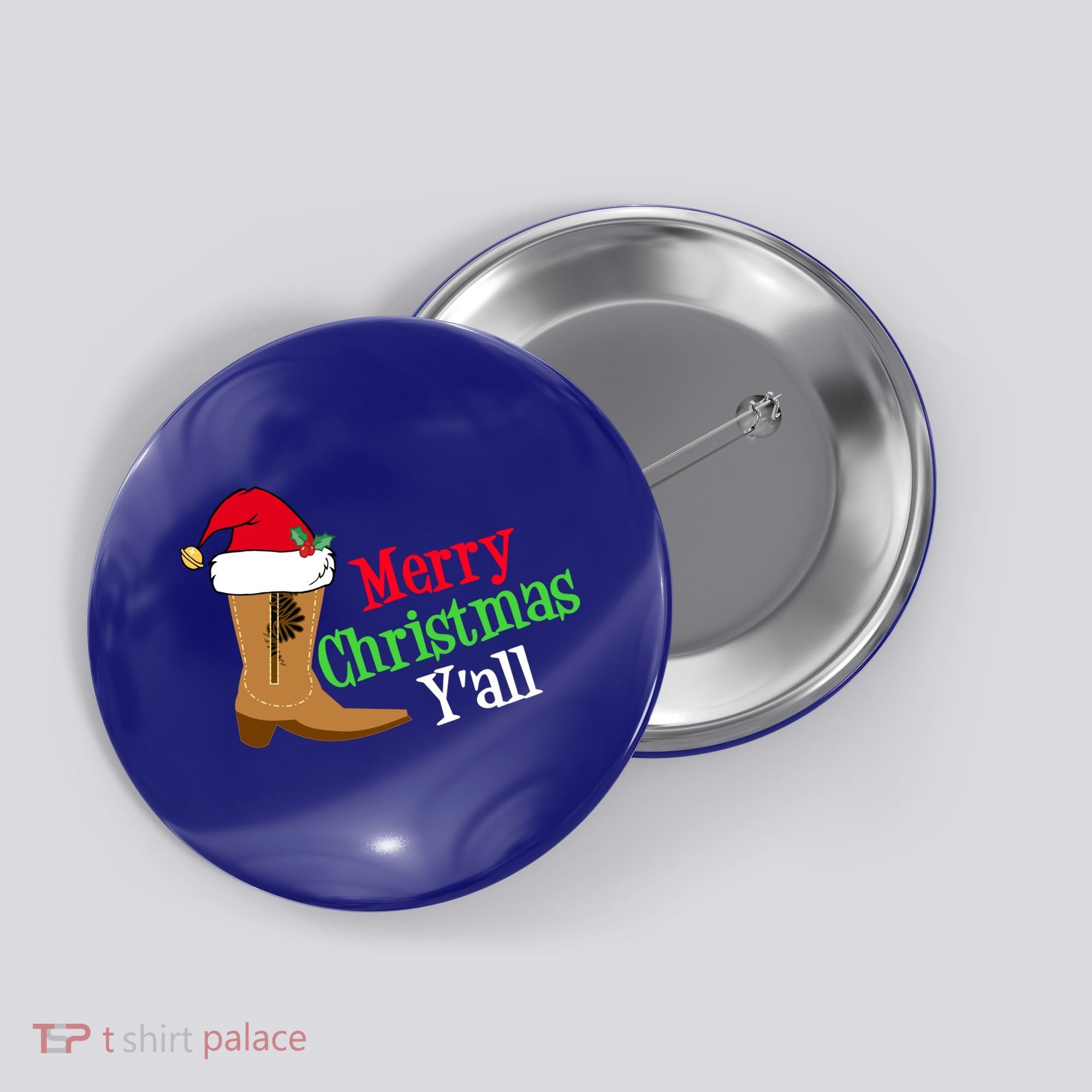 Merry Christmas YAll Funny Texas Cow Holiday Gift Button