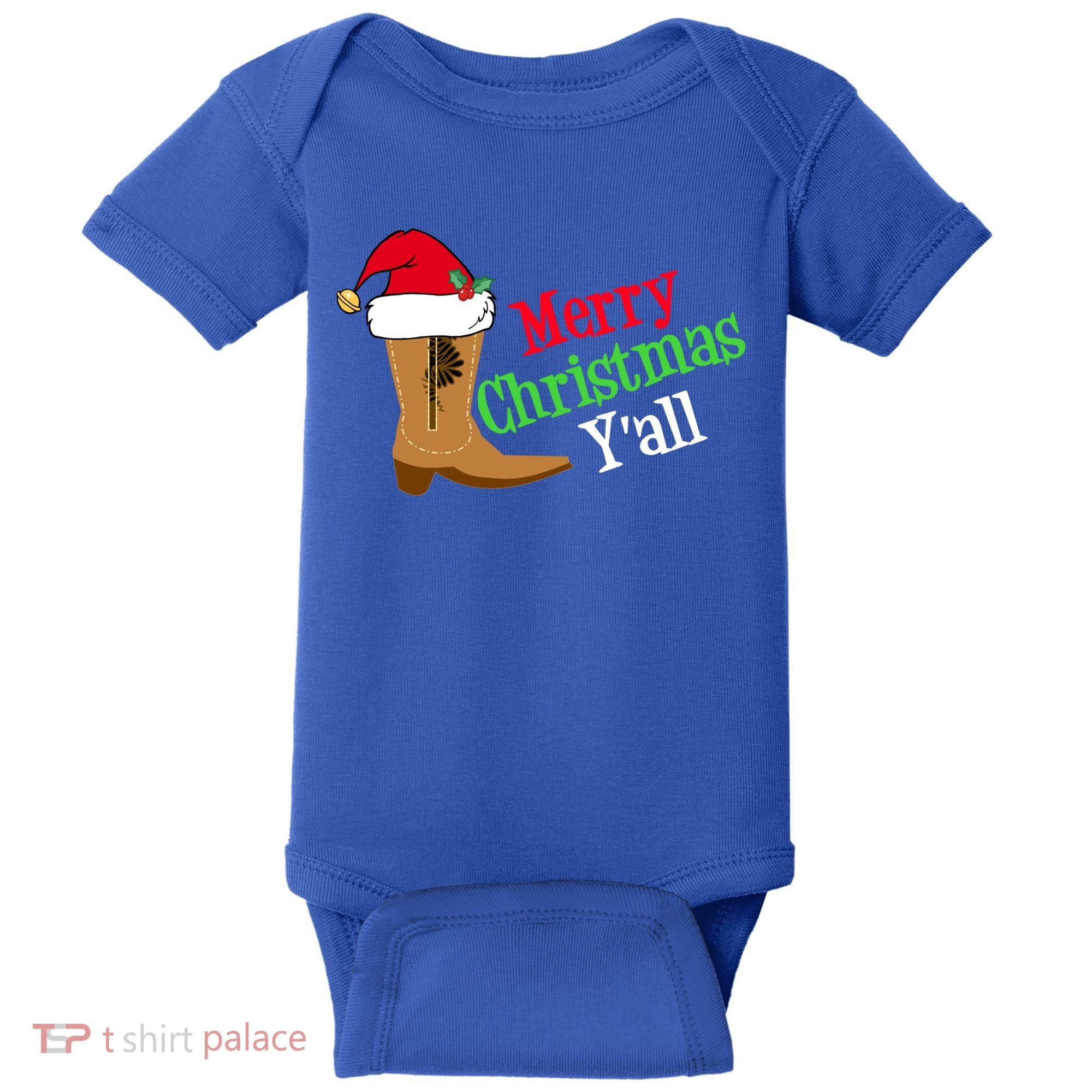 Merry Christmas YAll Funny Texas Cow Holiday Gift Baby Bodysuit