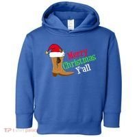 Merry Christmas YAll Funny Texas Cow Holiday Gift Toddler Hoodie thumb 0