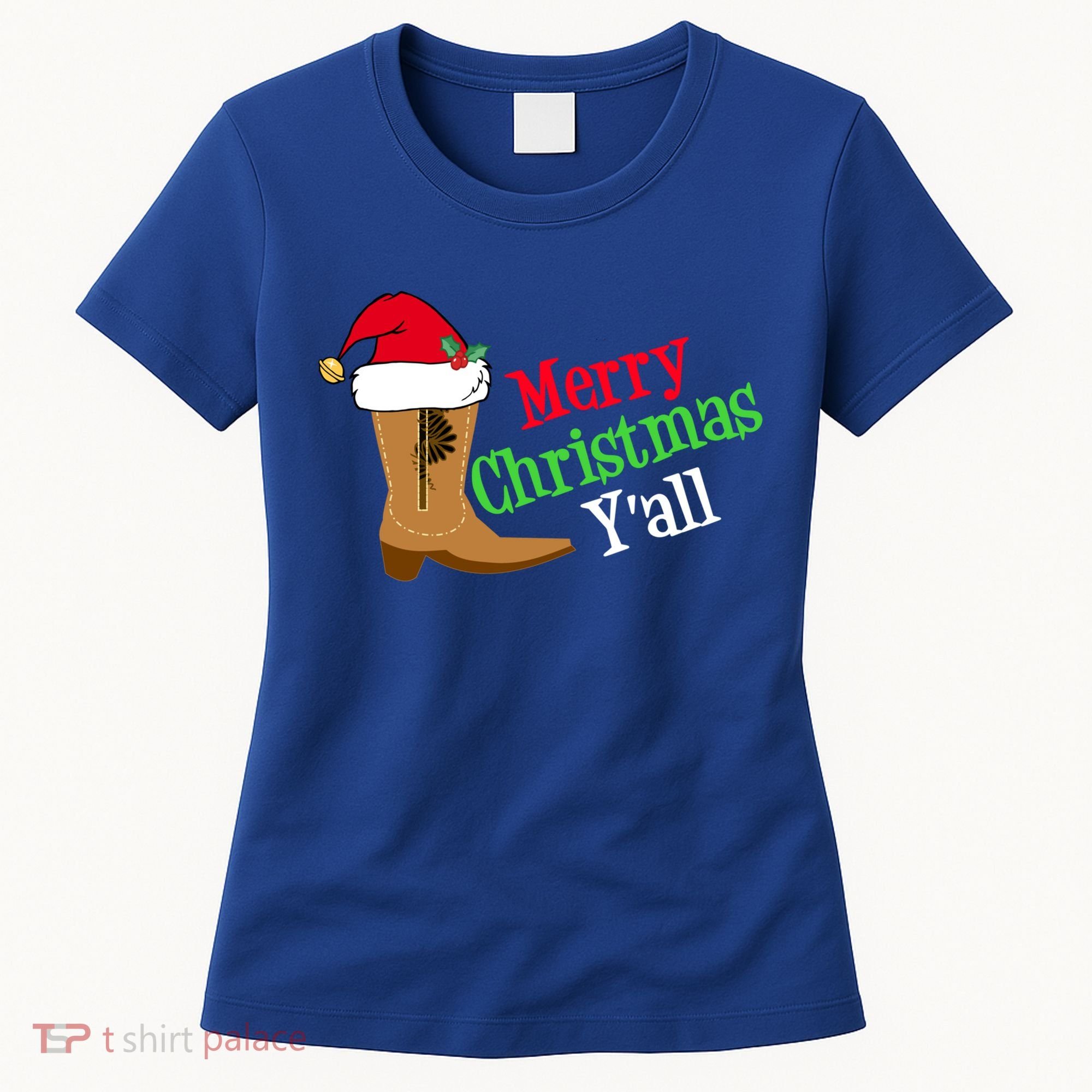 Merry Christmas YAll Funny Texas Cow Holiday Gift Women's T-Shirt
