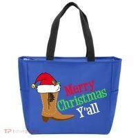 Merry Christmas YAll Funny Texas Cow Holiday Gift Tote Bag thumb 0