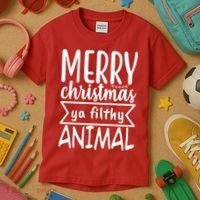 Merry Christmas Ya Filthy Animal Funny Holiday Kids T-Shirt thumb 3