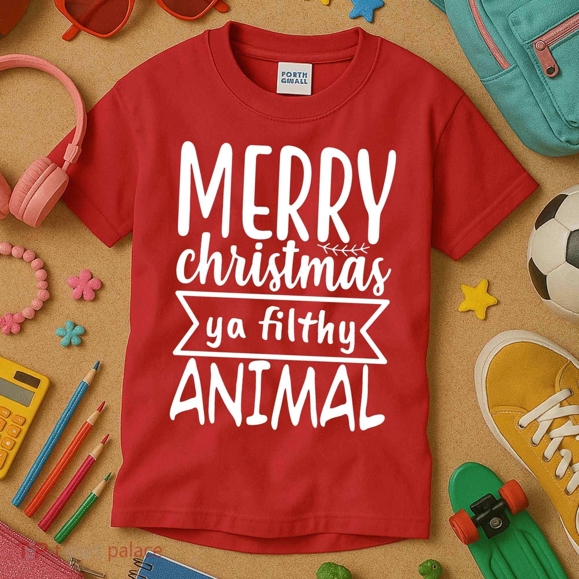 Merry Christmas Ya Filthy Animal Funny Holiday Kids T-Shirt