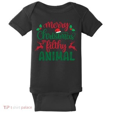 Merry Christmas Ya Filthy Animal Baby Bodysuit