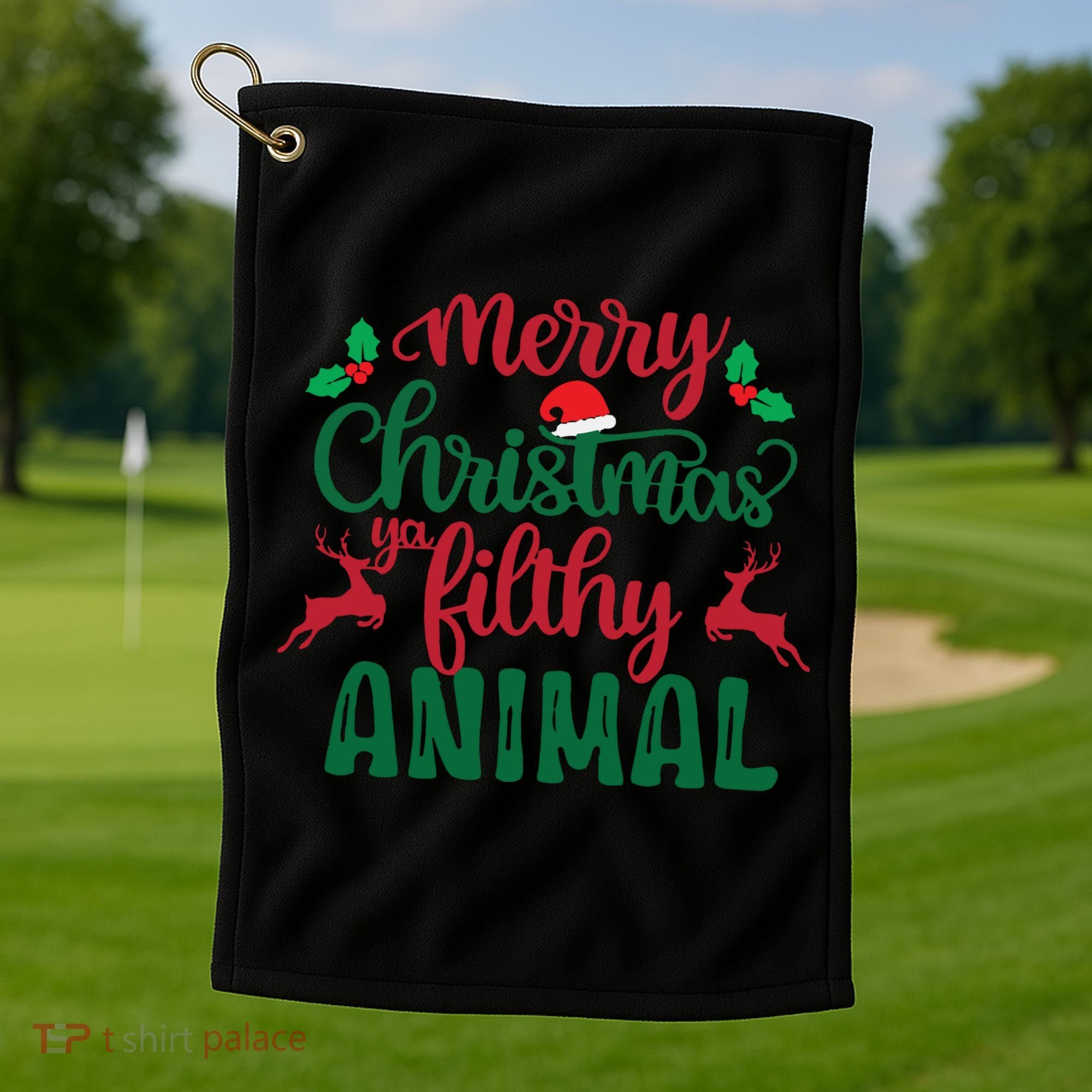 Merry Christmas Ya Filthy Animal Golf Towel