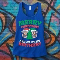 Merry Christmas Yes Its My Birthday Born On Xmas Party Gift Women's Tank Top thumb 3