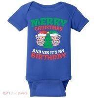Merry Christmas Yes Its My Birthday Born On Xmas Party Gift Baby Bodysuit thumb 0