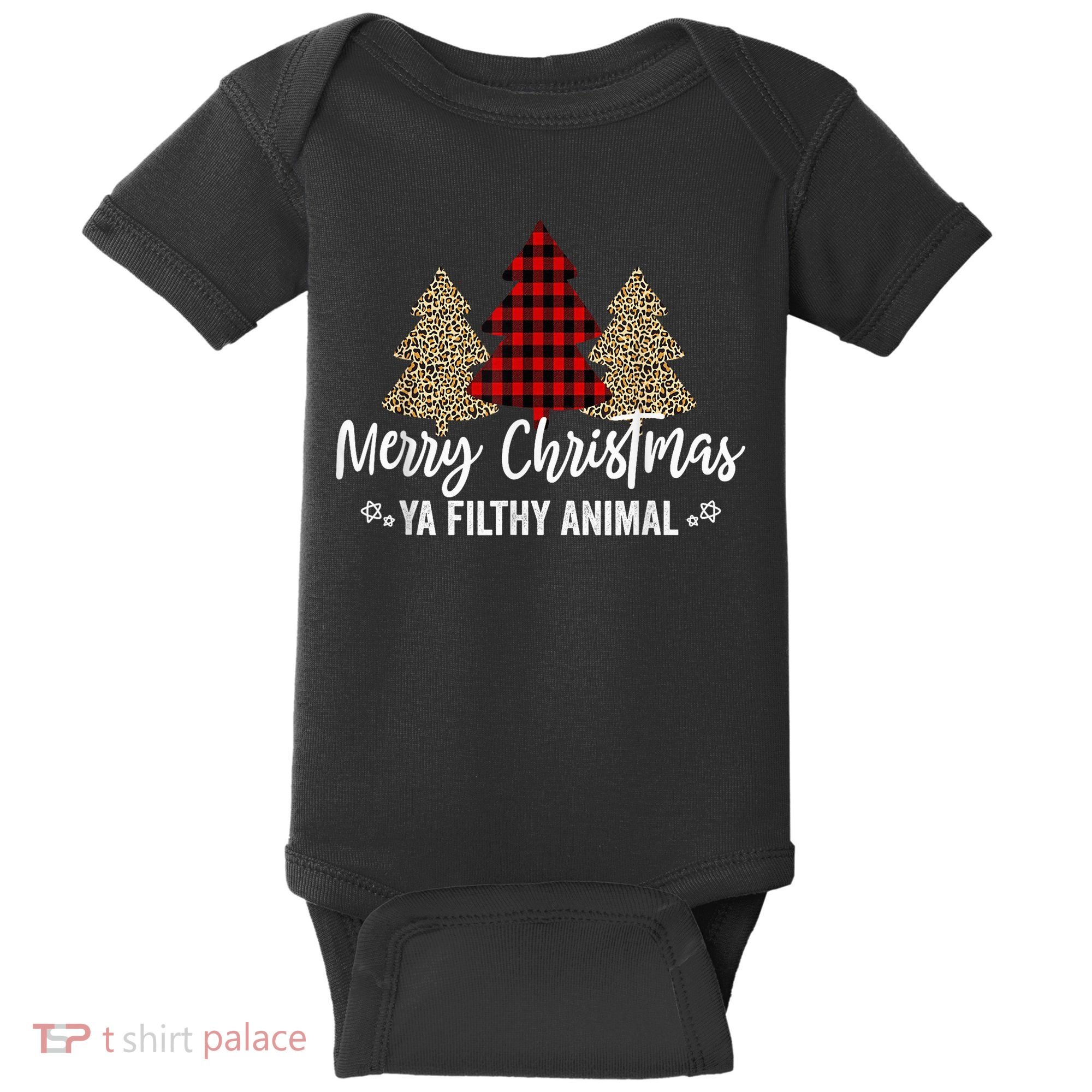 Merry Christmas Ya Filthy Animals Funny Christmas Baby Bodysuit
