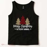 Merry Christmas Ya Filthy Animals Funny Christmas Tank Top thumb 2