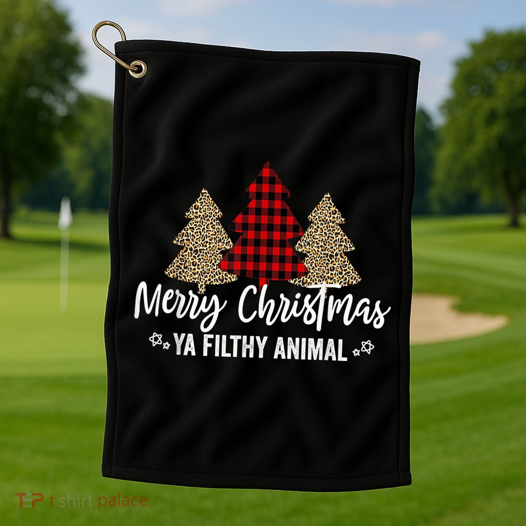 Merry Christmas Ya Filthy Animals Funny Christmas Golf Towel