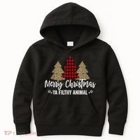 Merry Christmas Ya Filthy Animals Funny Christmas Kids Hoodie thumb 0