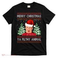 Merry Christmas Ya Filthy Animal Funny Ugly Christmas T-Shirt thumb 0