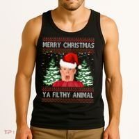 Merry Christmas Ya Filthy Animal Funny Ugly Christmas Tank Top thumb 3