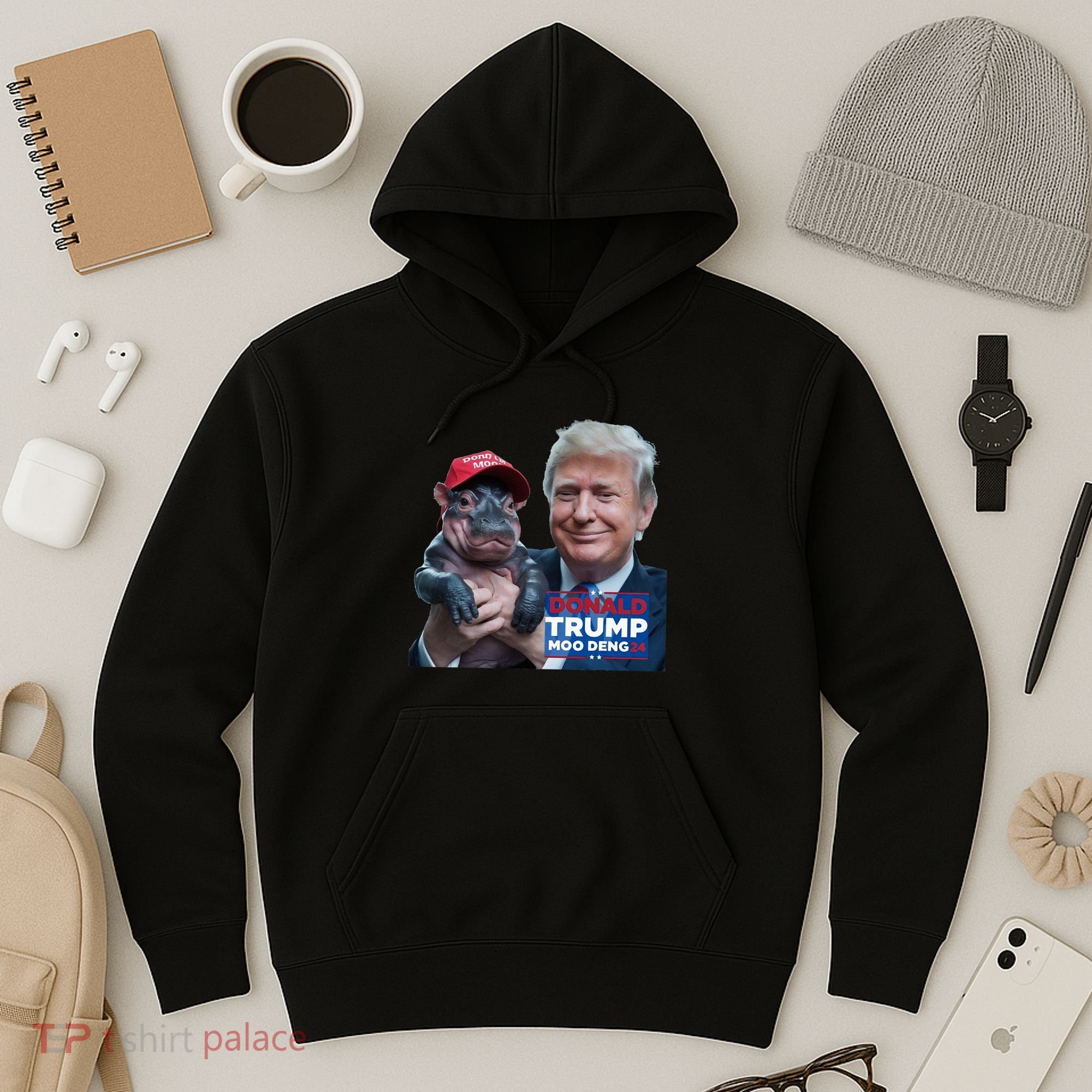 Moo Deng Trump And The HippoS Campaign Journey Hoodie