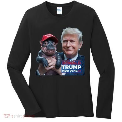 Moo Deng Trump And The HippoS Campaign Journey Women's Long Sleeve Shirt