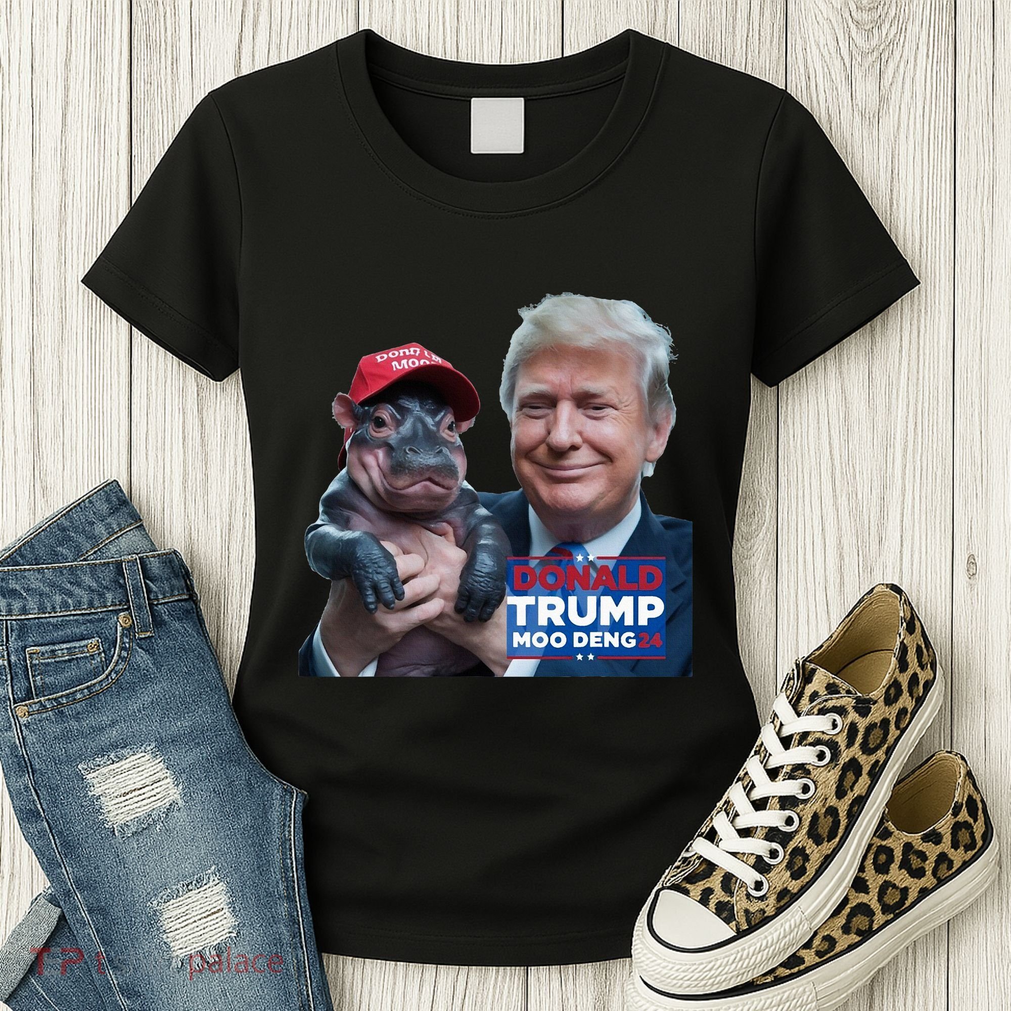 Moo Deng Trump And The HippoS Campaign Journey Women's T-Shirt